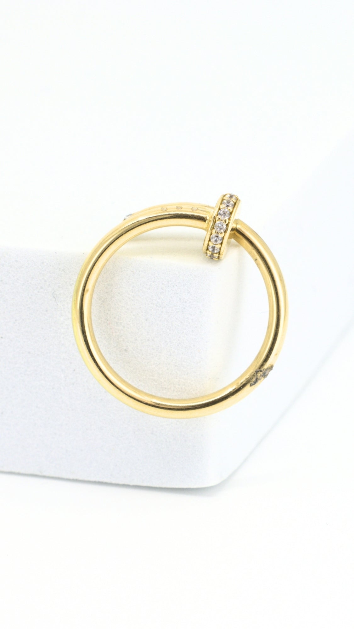 Nail Ring With Stones - Size 6.5