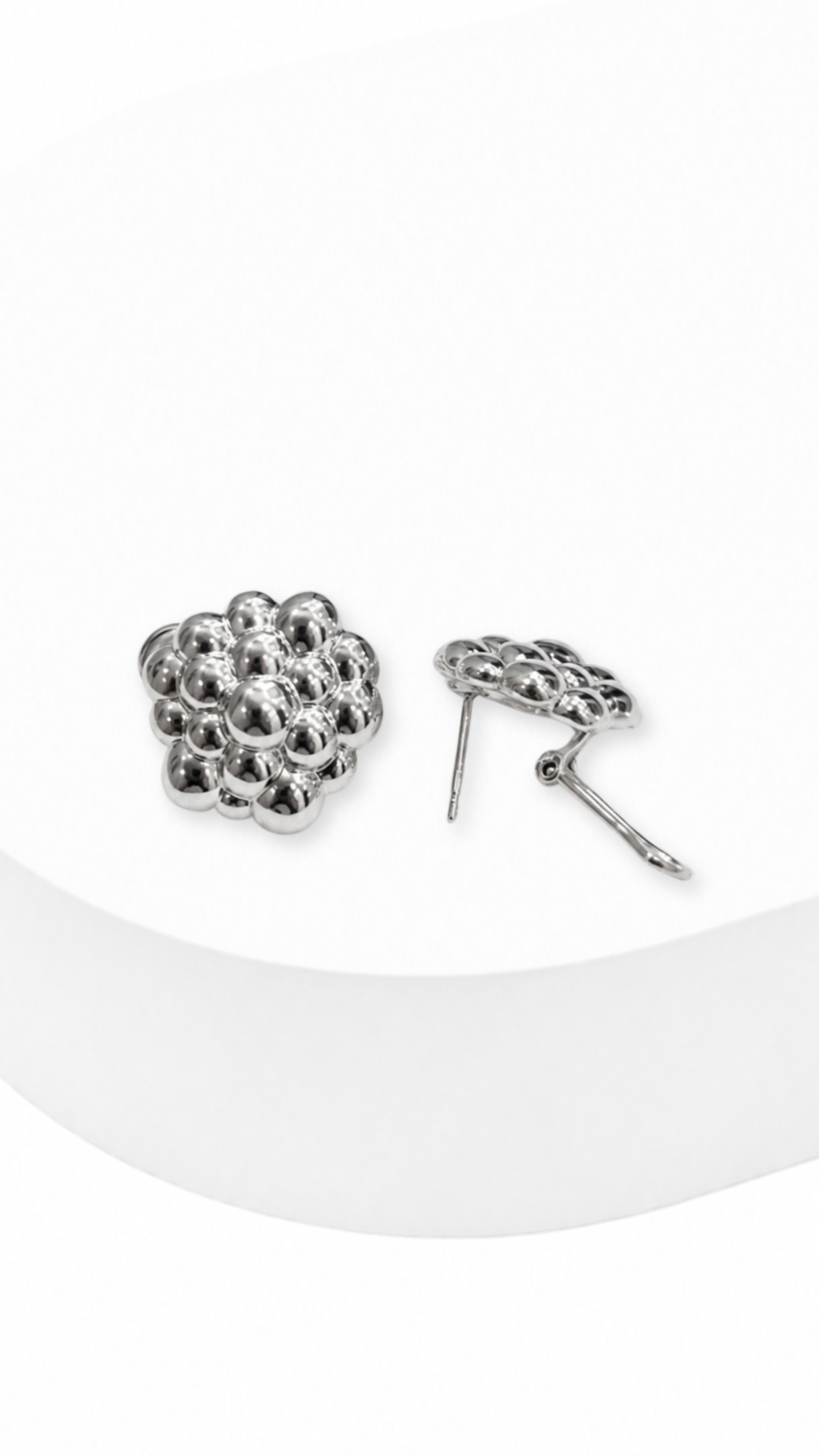 Orb Bouquet Clip-Type Earrings White Gold