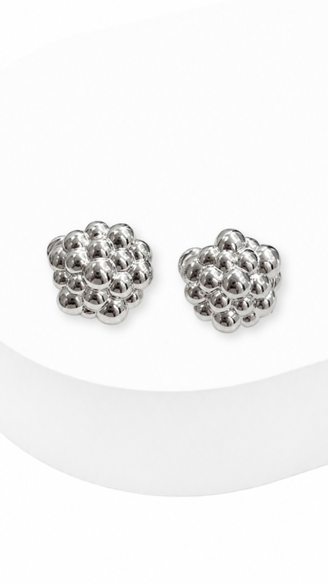Orb Bouquet Clip-Type Earrings White Gold
