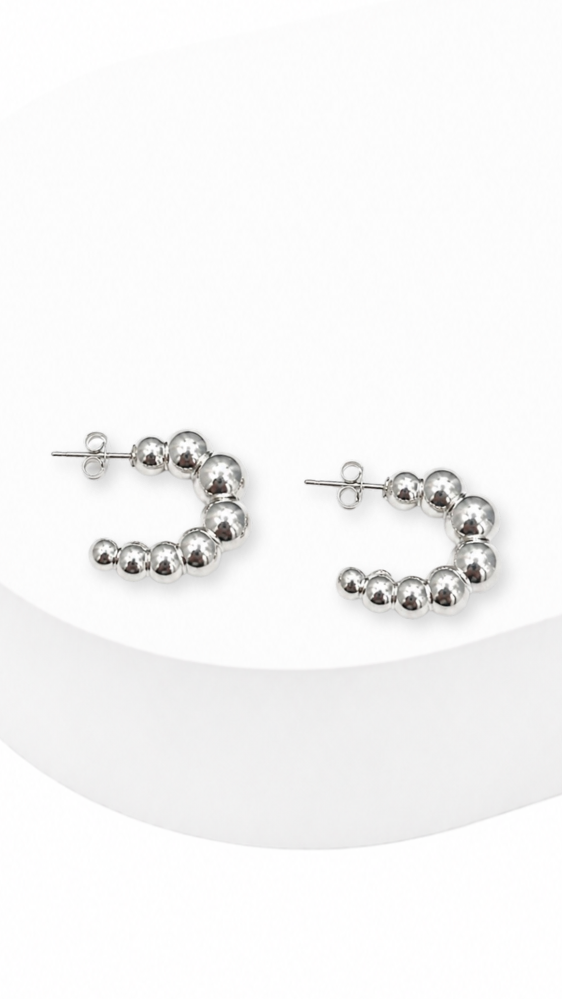 Orbit Beads Stud Earrings White Gold