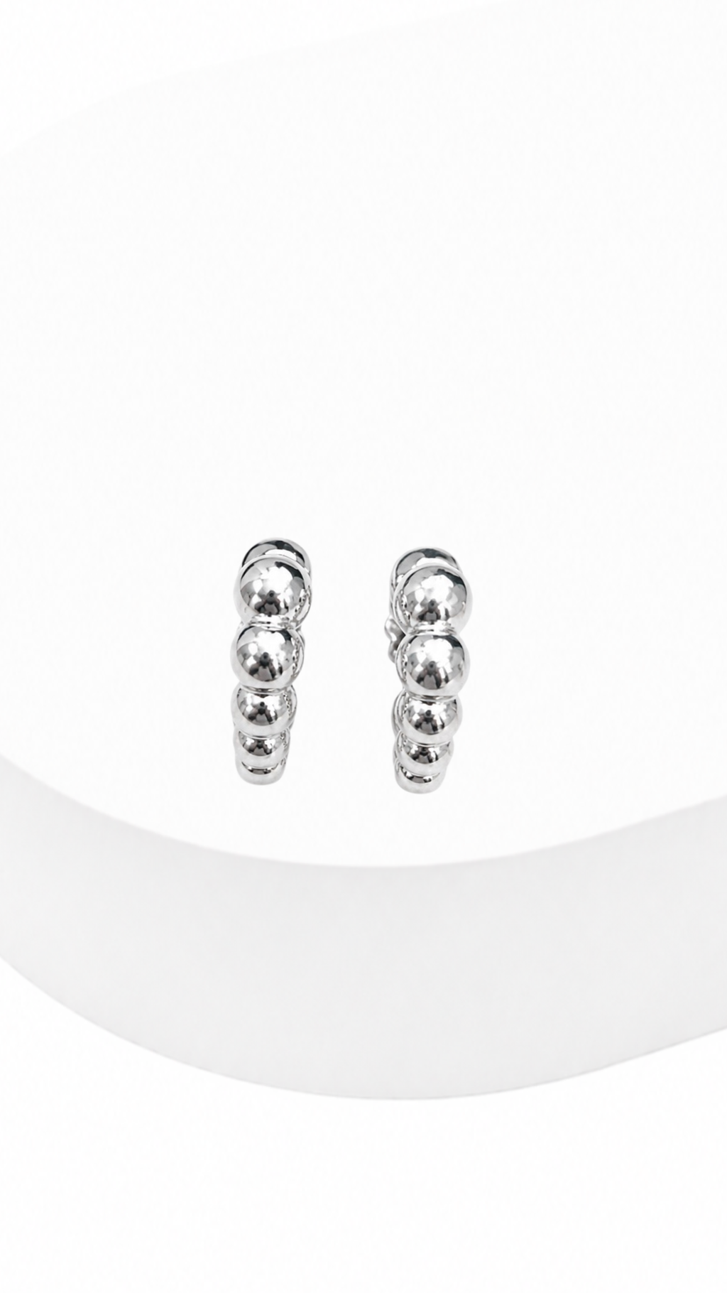 Orbit Beads Stud Earrings White Gold