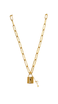 Paper Link Chain with Attached Lock Pendant- Size 18