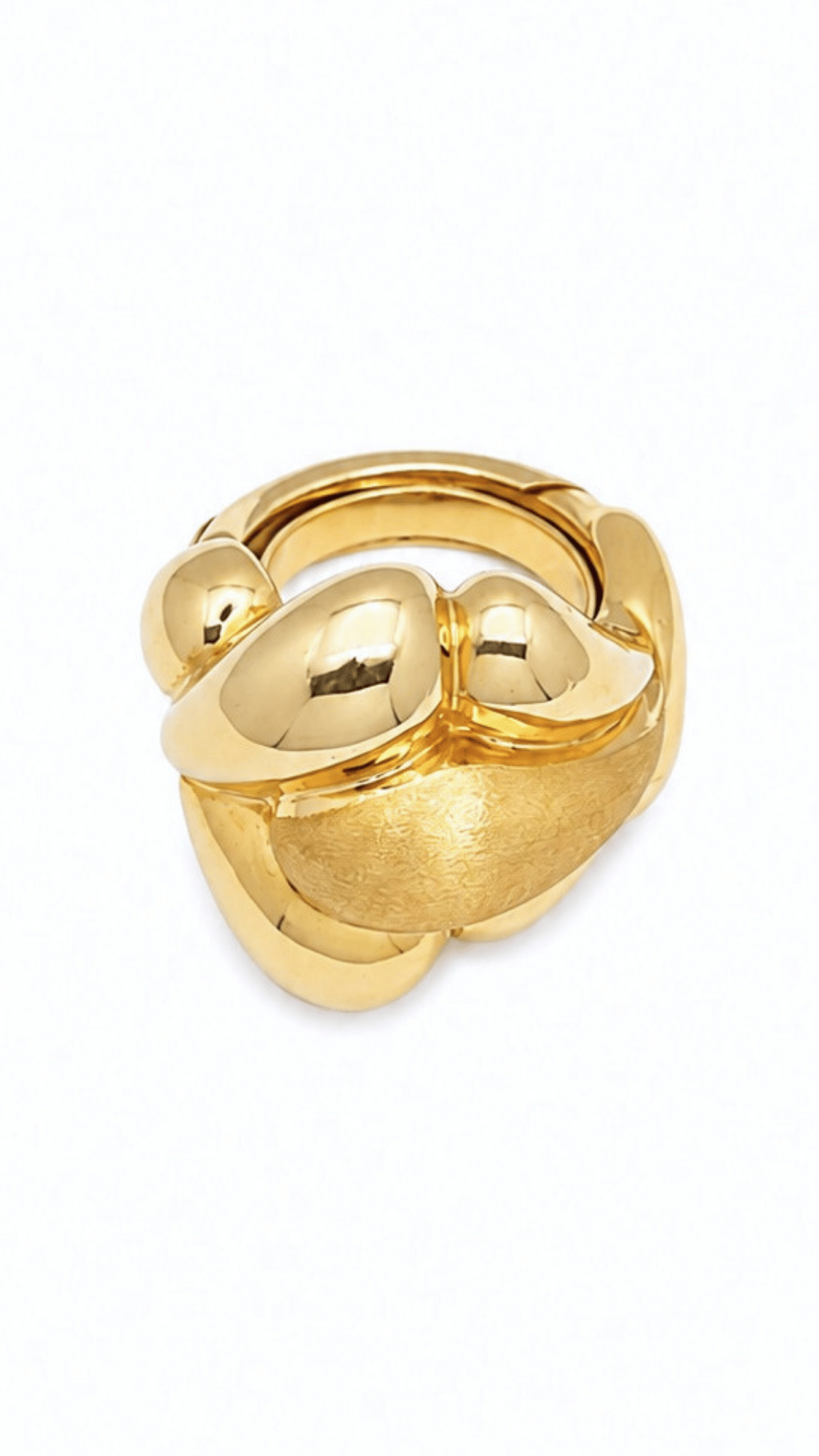 Dual-Finish Knot Dome Statement Ring S8