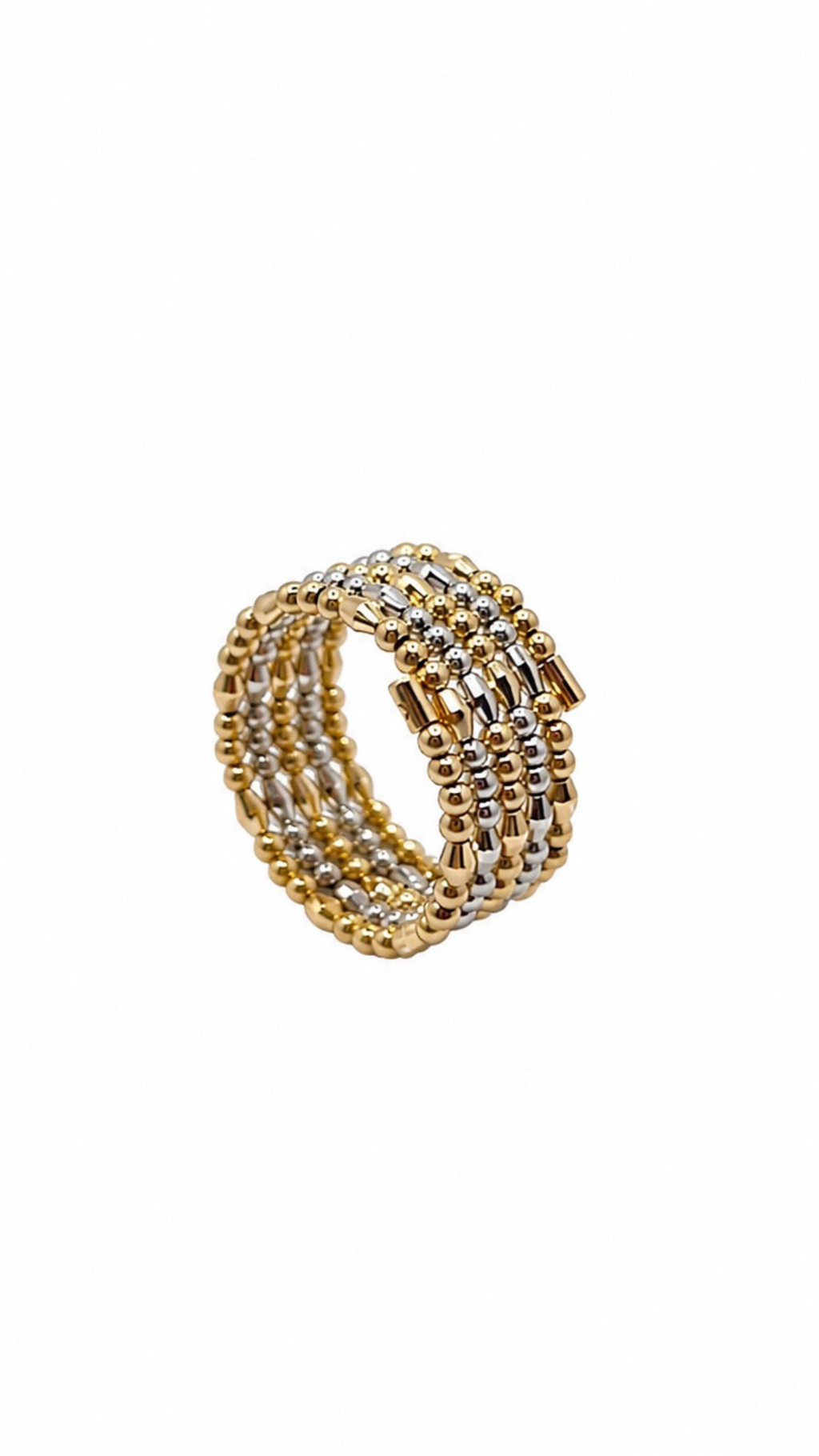 Tessera Multi-Row Beaded Coil Ring Two Tone