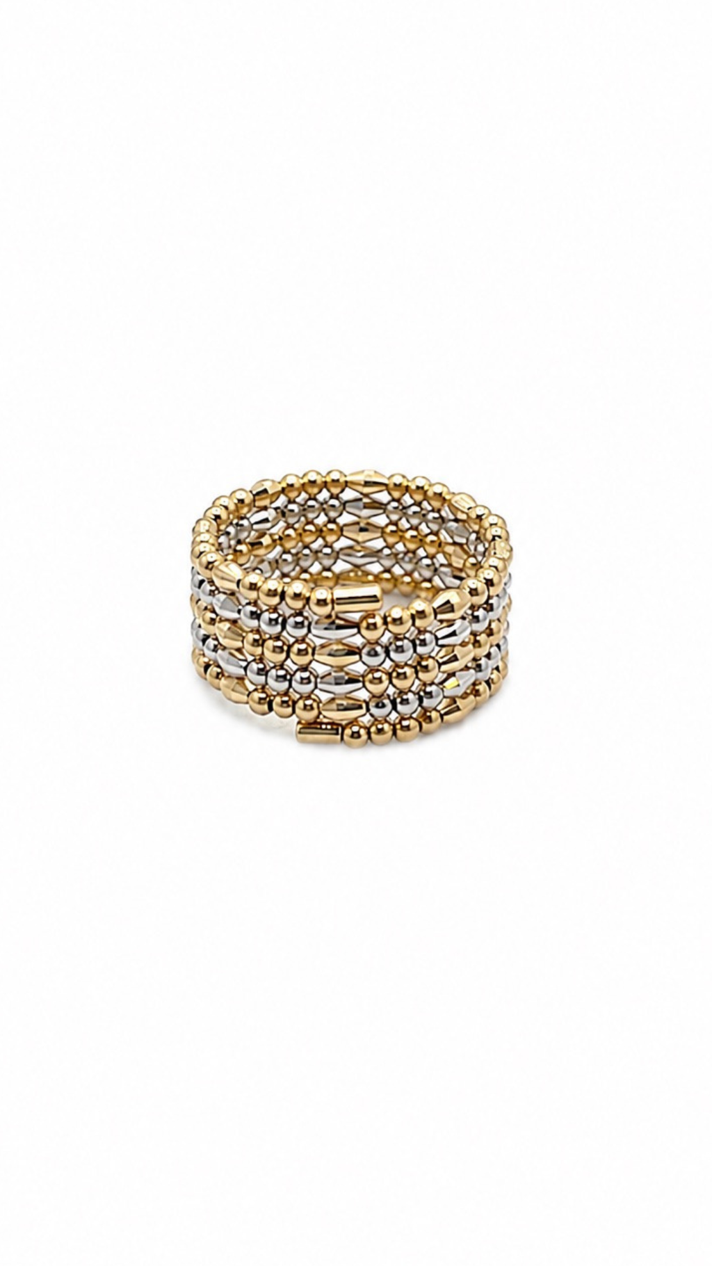 Tessera Multi-Row Beaded Coil Ring Two Tone