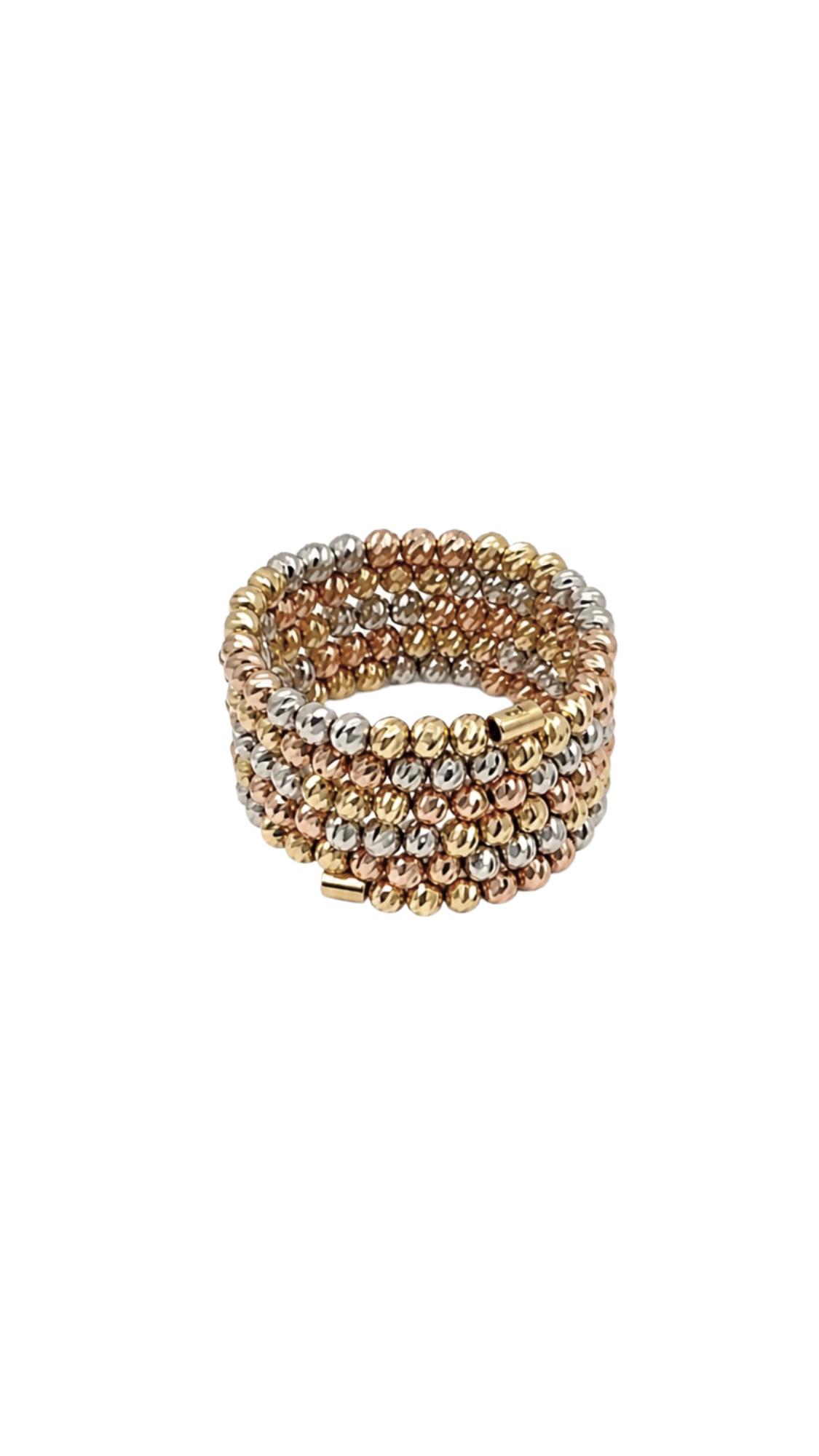Verona Multi-Row Beaded Coil Ring Tri Color