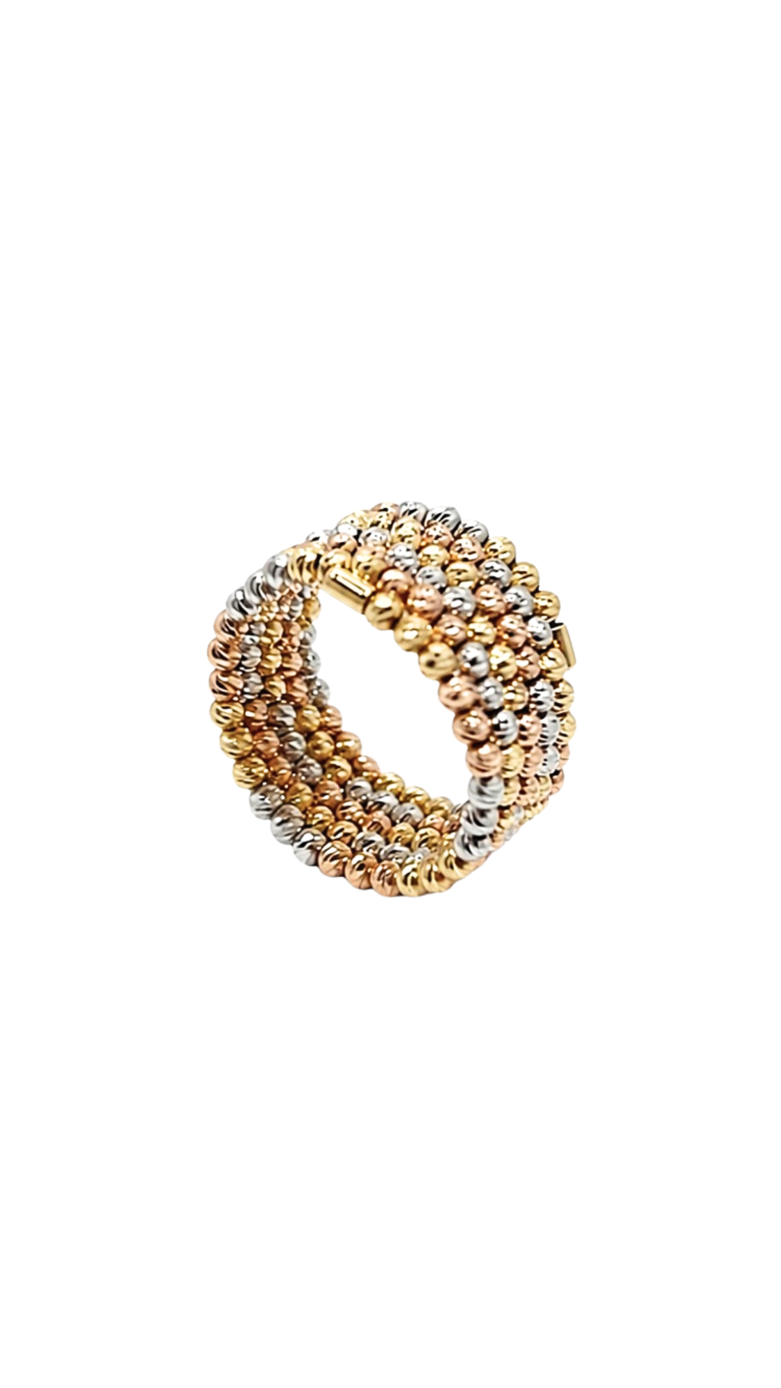 Verona Multi-Row Beaded Coil Ring Tri Color
