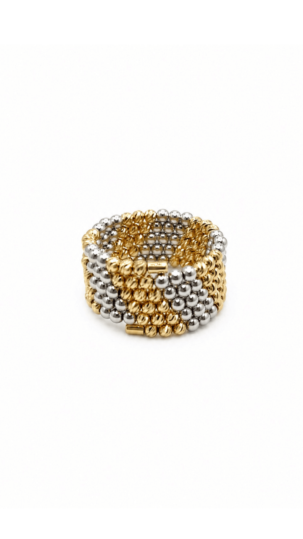 Intarsia Multi-Row Beaded Coil Ring Two Tone