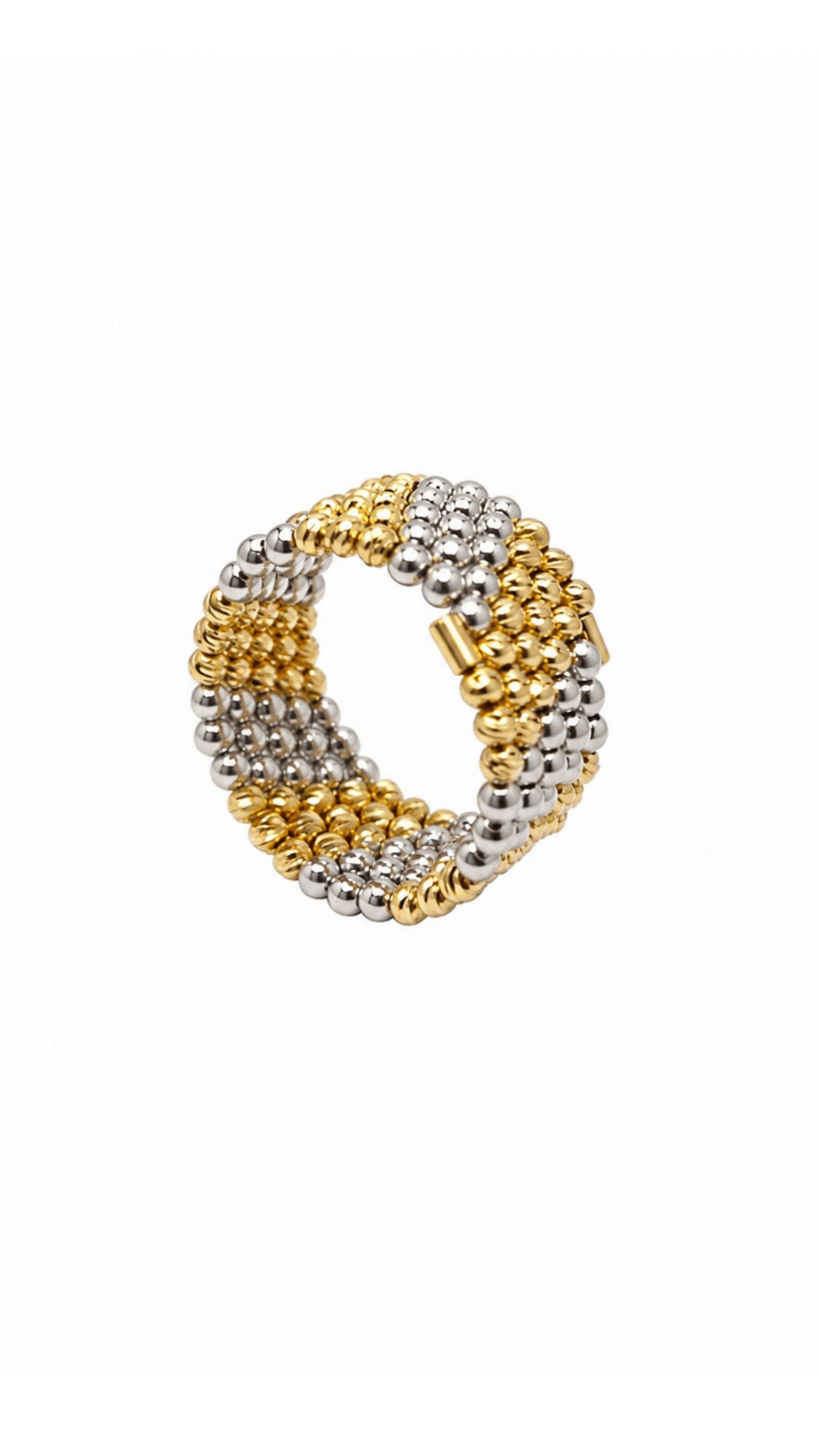 Intarsia Multi-Row Beaded Coil Ring Two Tone