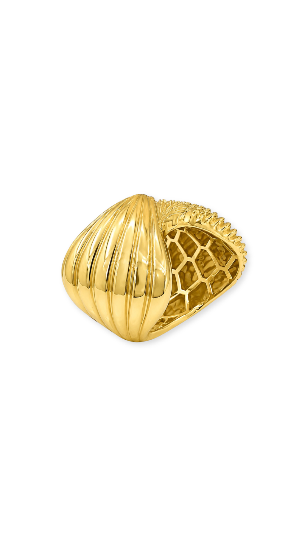 Fluted Dome Cocktail Ring - Size 6