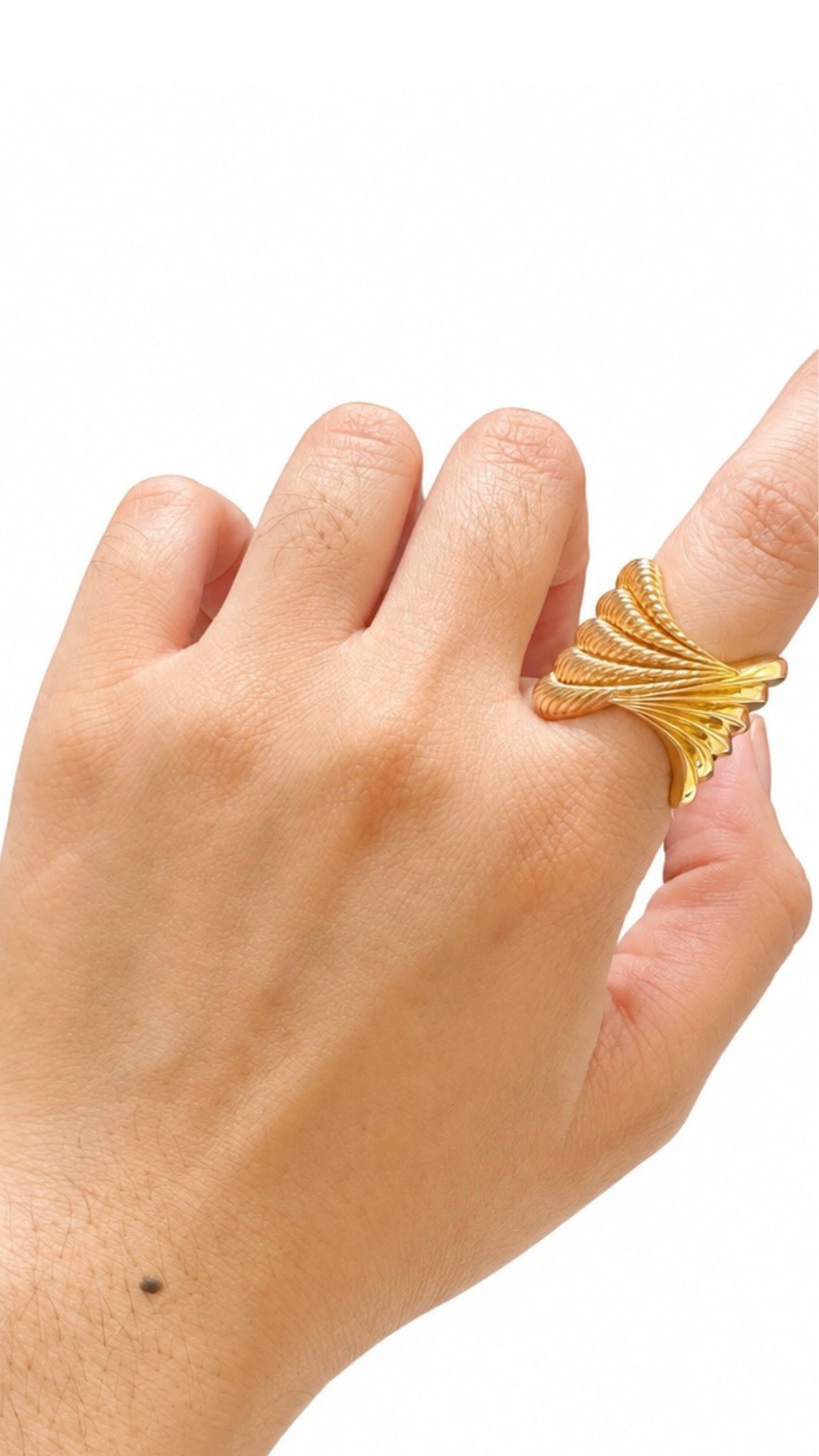 Fluted Dome Cocktail Ring - Size 6