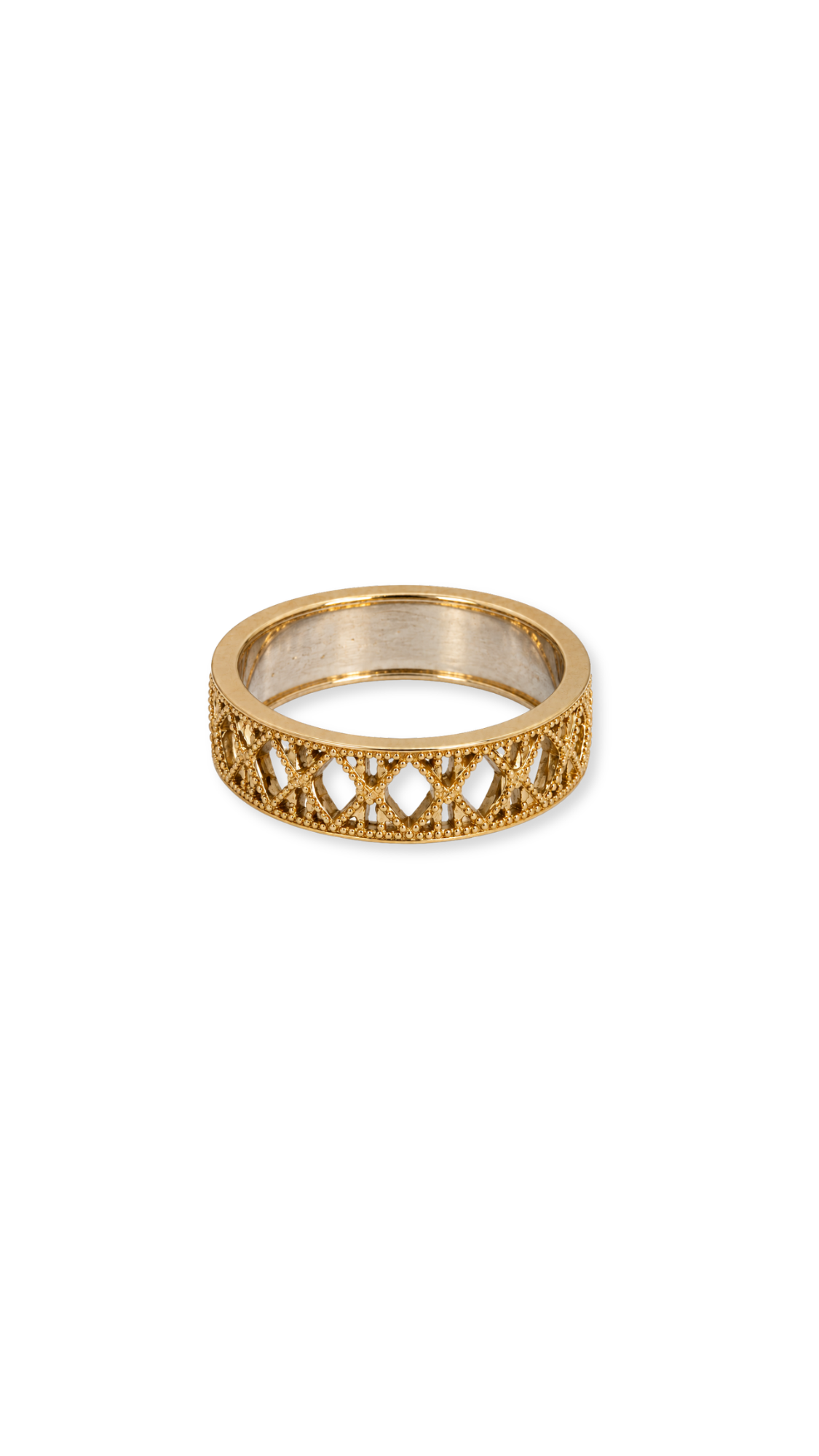 18k Gold Mesh Ring Two-Tone - Size 6.5
