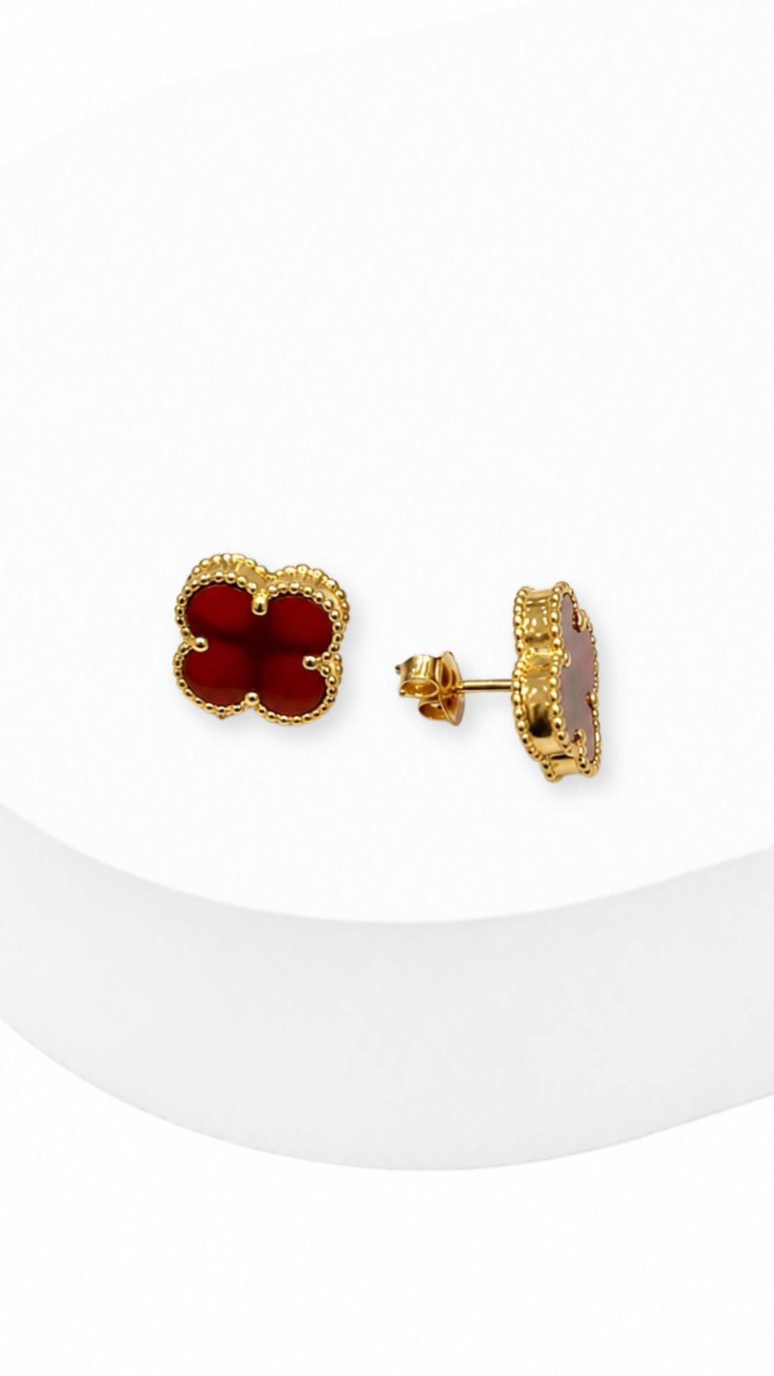 Red Flower Stud Earrings