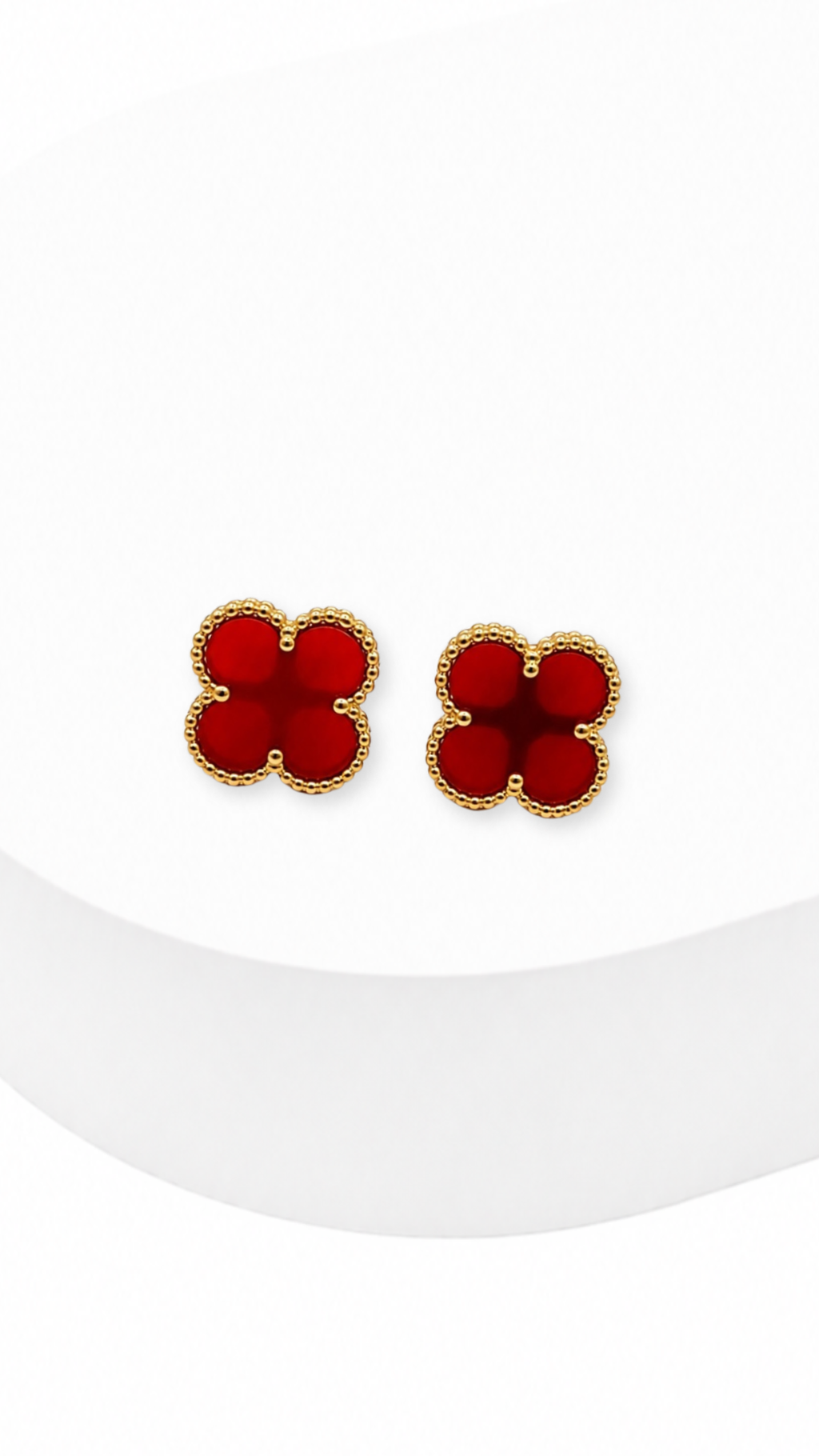 Red Flower Stud Earrings