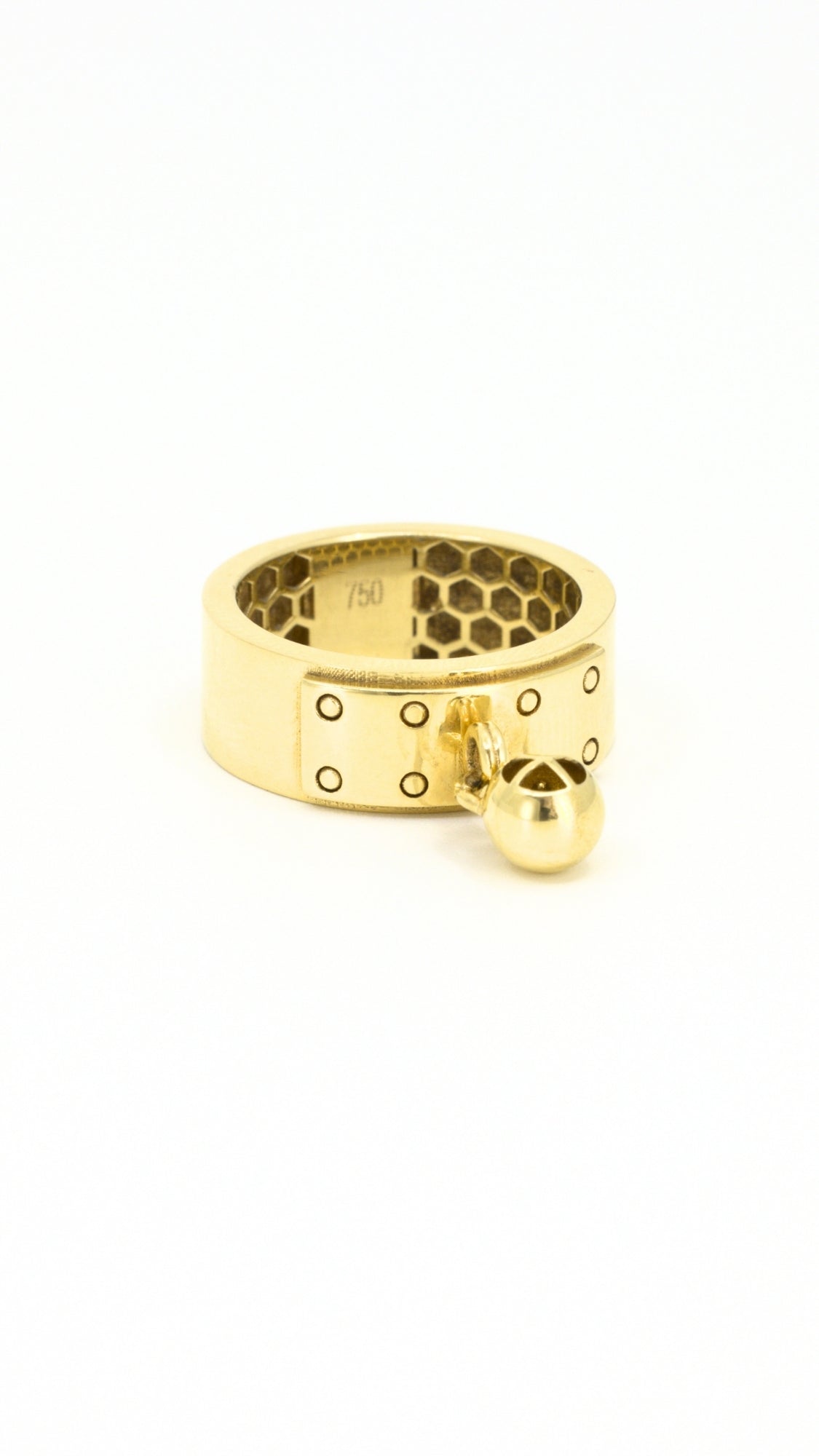 Charm Band Ring With Dangling Bead