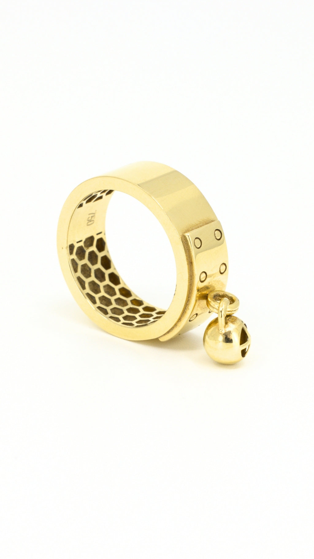 Charm Band Ring With Dangling Bead