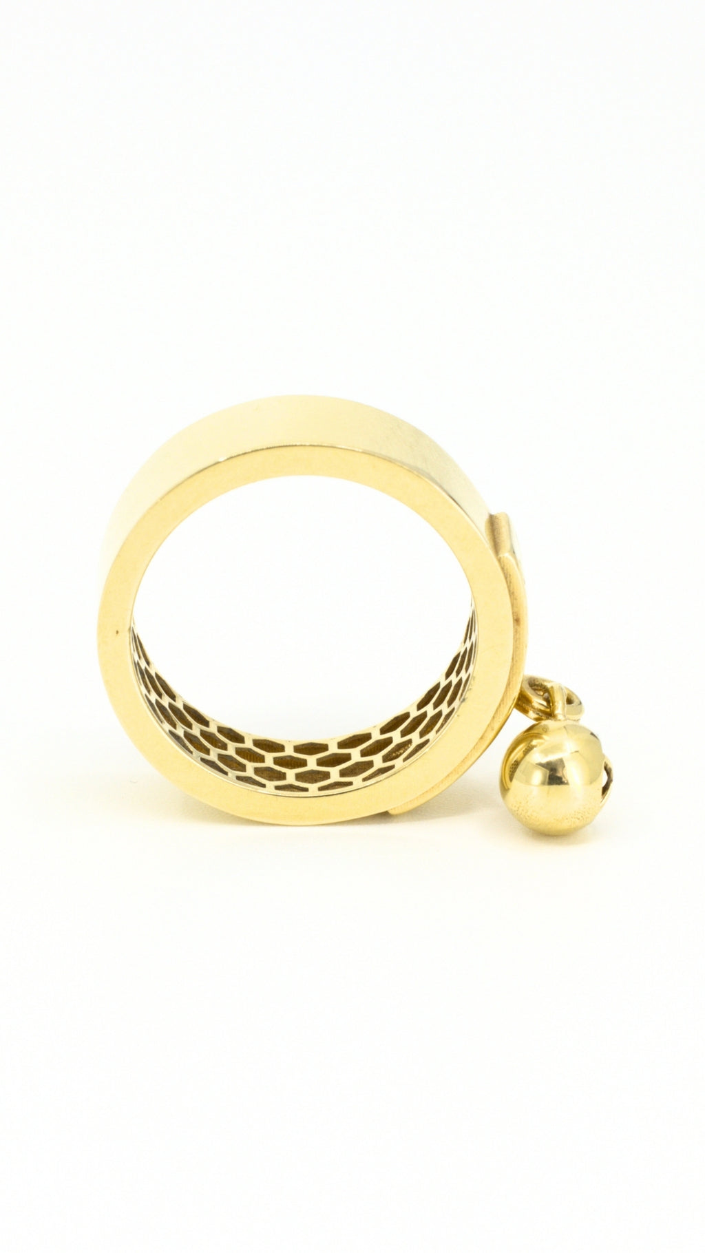 Charm Band Ring With Dangling Bead