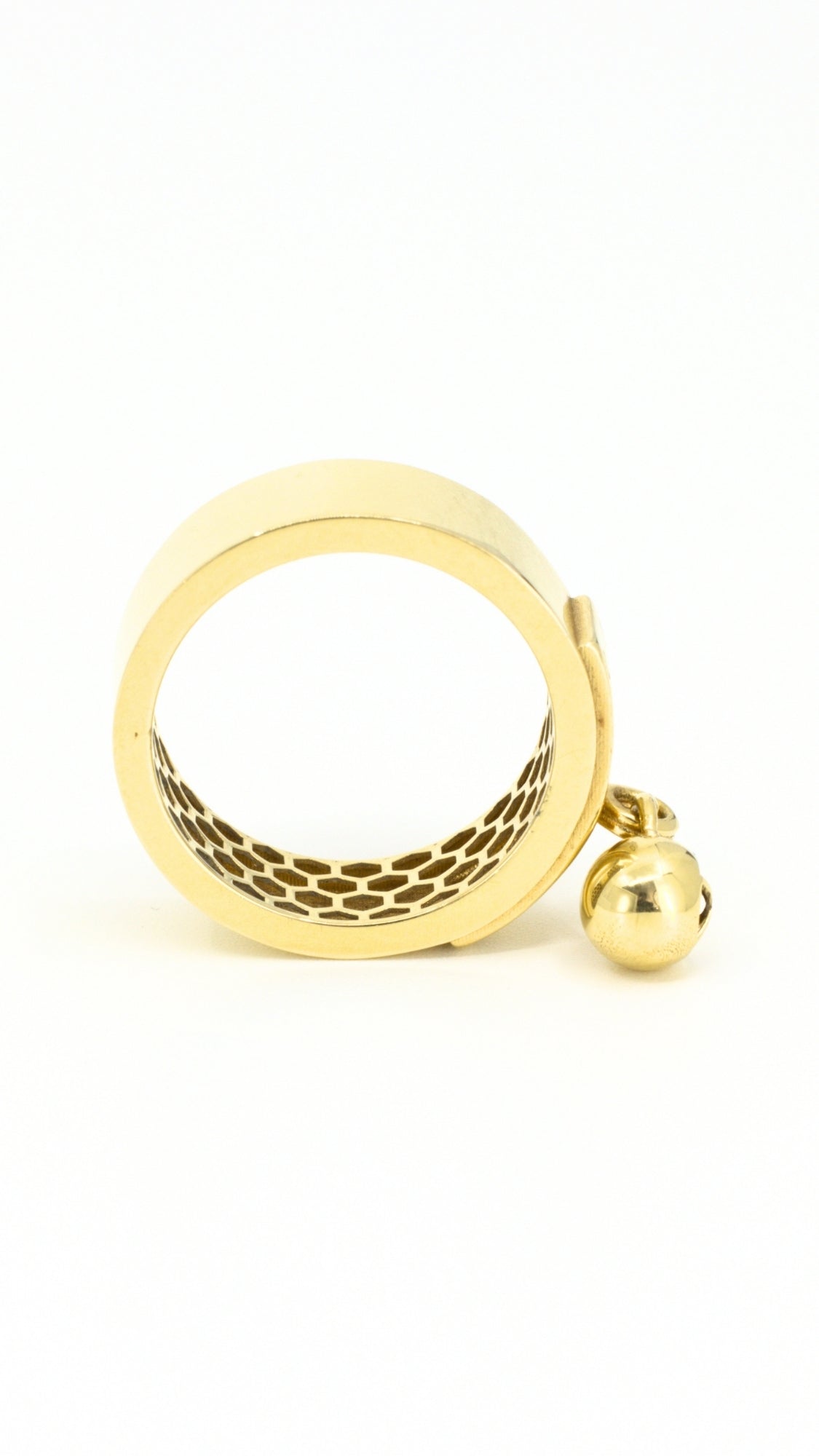 Charm Band Ring With Dangling Bead
