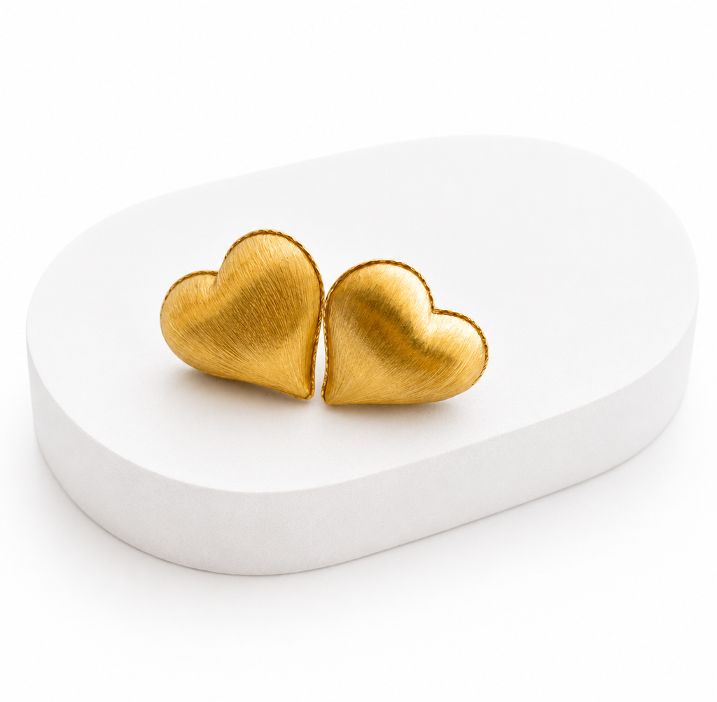 Pop Heart Earrings And Necklace With Pendant Set Gold