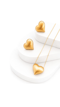 Pop Heart Earrings And Necklace With Pendant Set Gold