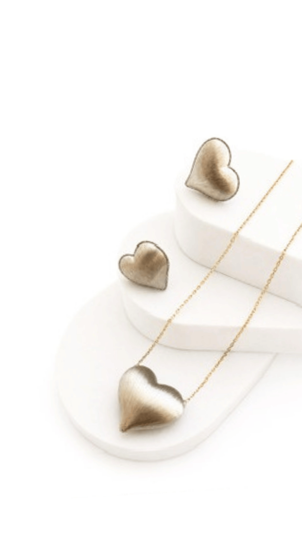 Pop Heart Earrings And Necklace With Pendant Set White Gold
