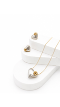 Pop Heart Chic Earrings And Necklace With Pendant Set White Gold