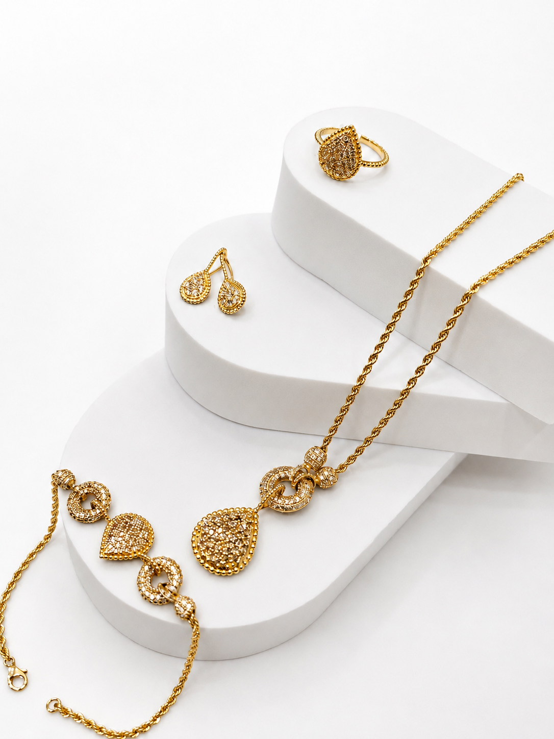 Bohemian Necklace, Bracelet, Earrings and Ring Set