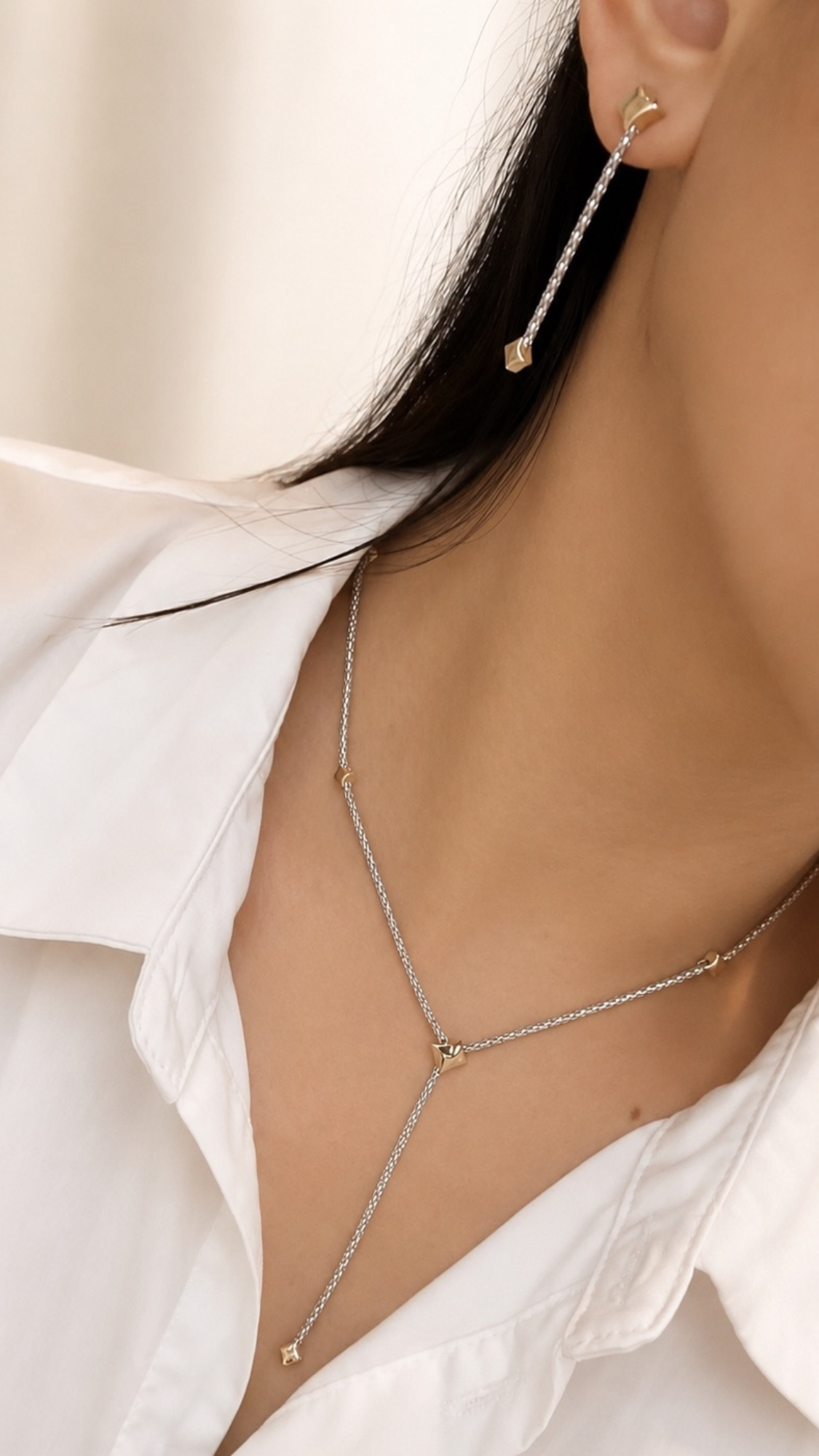 Star Bolo Necklace, Bracelet, and Earrings Set Two-Tone