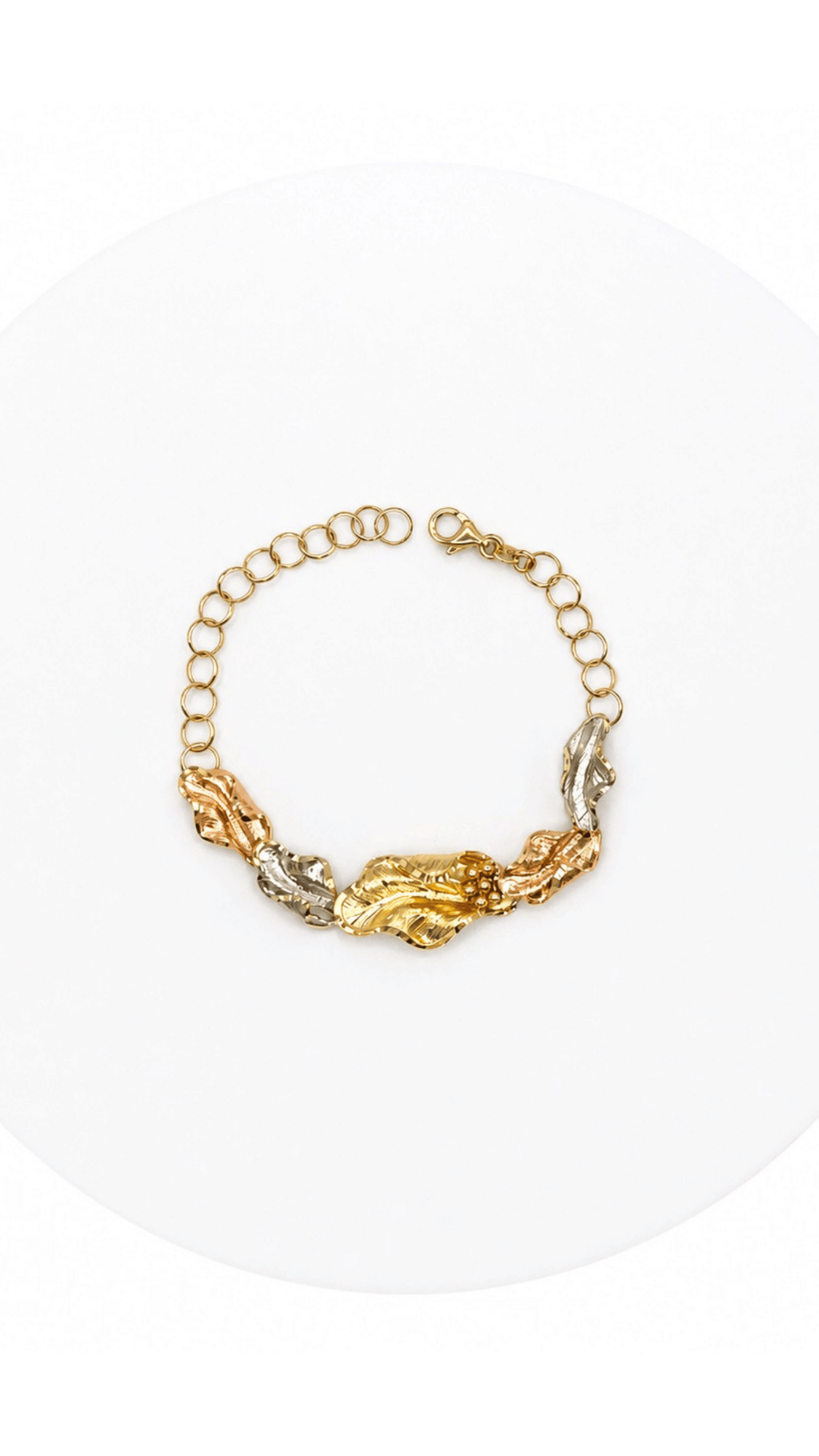 Rippled Leaf Necklace, Bracelet and Earrings Set