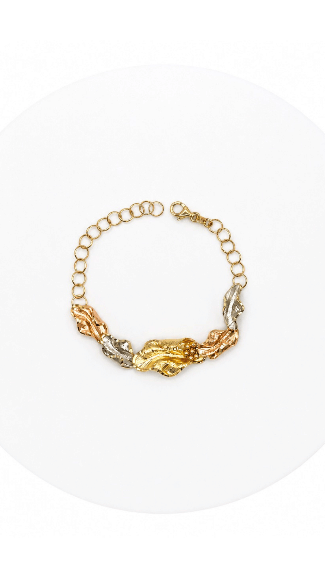 Rippled Leaf Necklace, Bracelet and Earrings Set