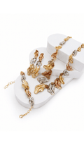 Rippled Leaf Necklace, Bracelet and Earrings Set