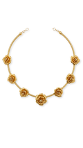 Flower Earrings & Omega Necklace Set Two-Tone