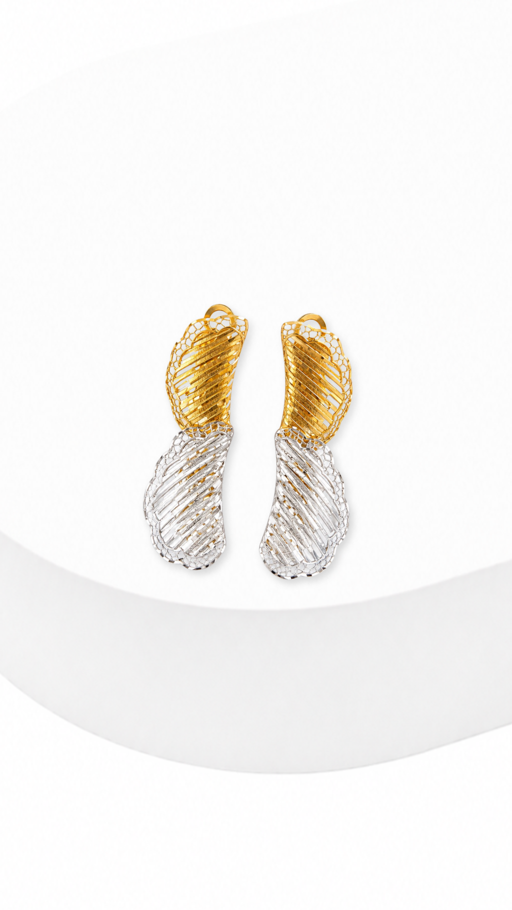 Scalop Fillegry Set Two Tone - Earrings &  Necklace