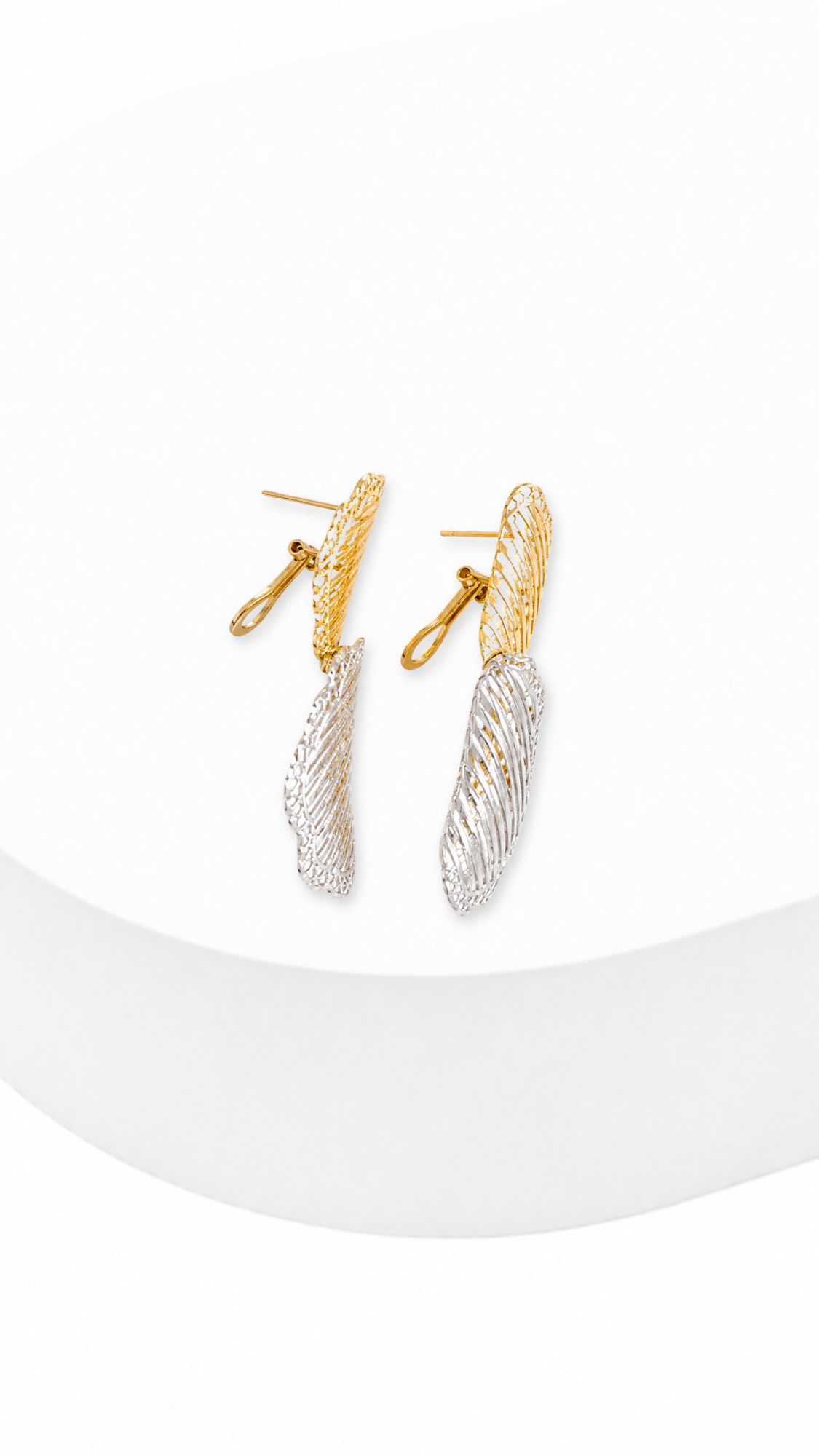 Scalop Fillegry Set Two Tone - Earrings &  Necklace