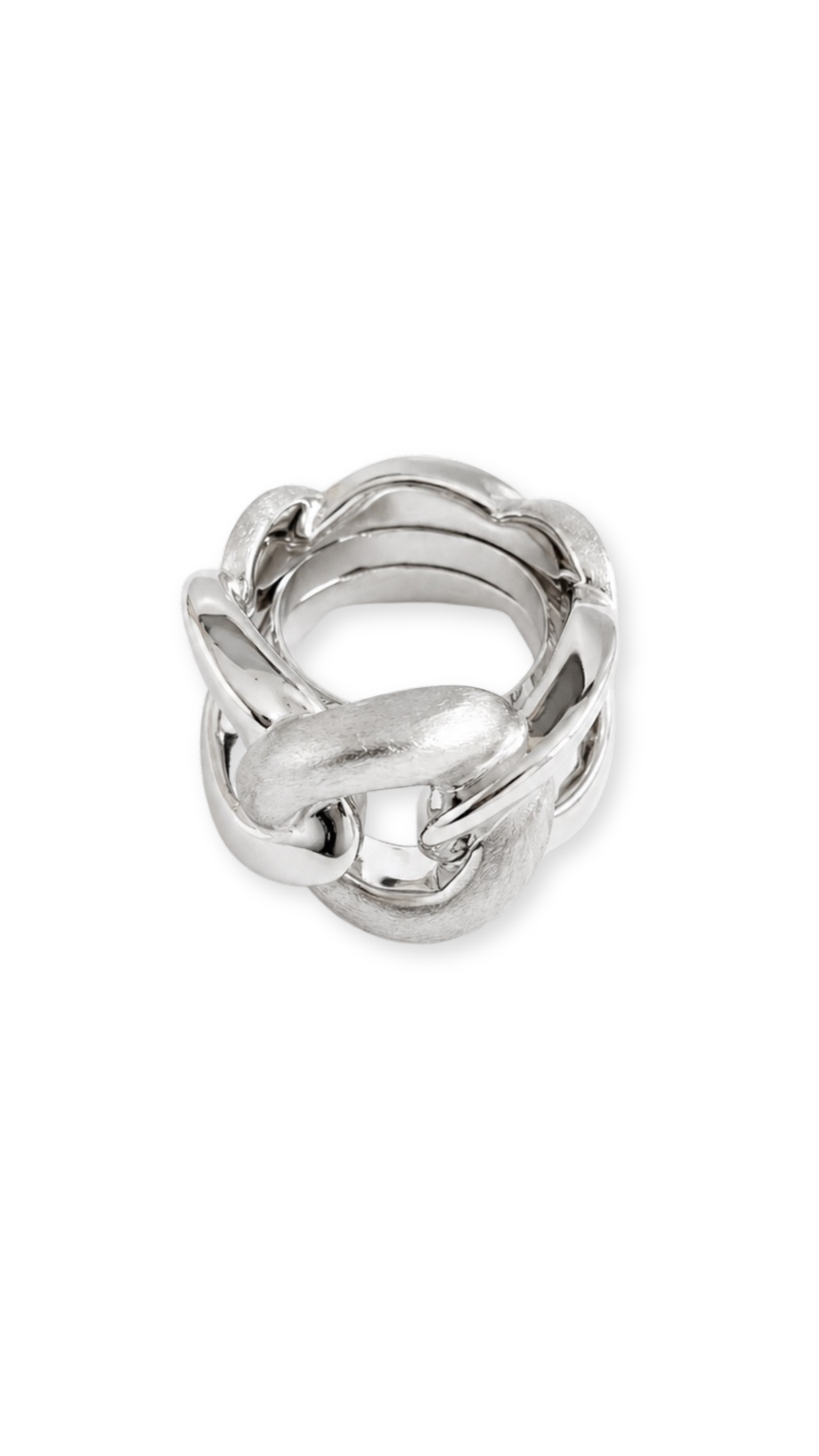 Cuban Style Bangle & Ring Set White Gold Matte and Glossy