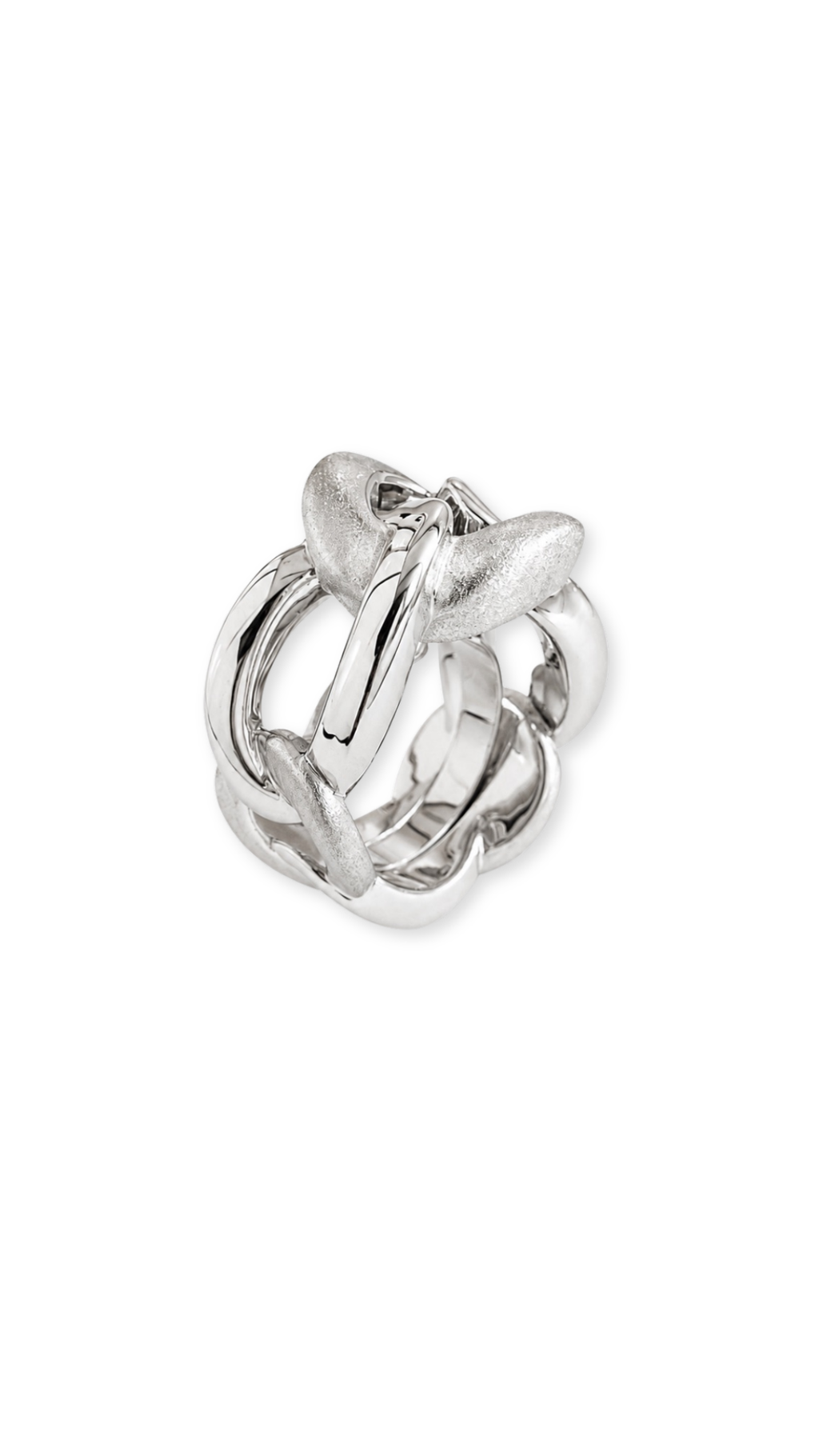 Cuban Style Bangle & Ring Set White Gold Matte and Glossy