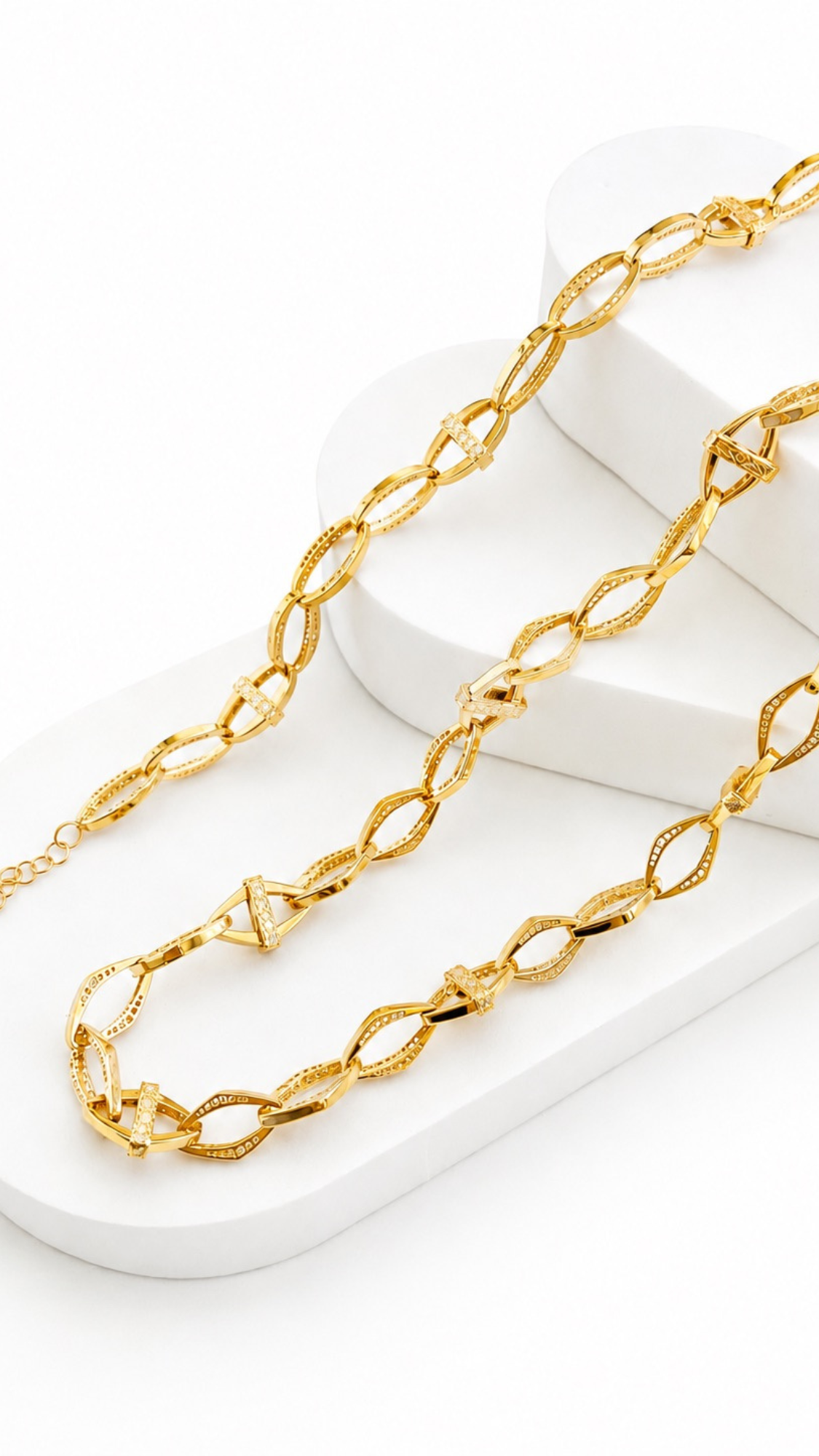 Marquise Link Diacut Set- Neclace and Bracelet