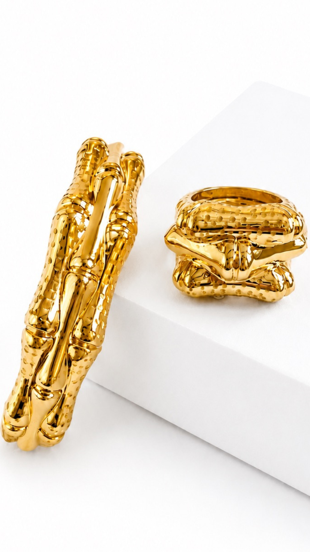Bamboo Link Bangle & Ring Matte & Glossy