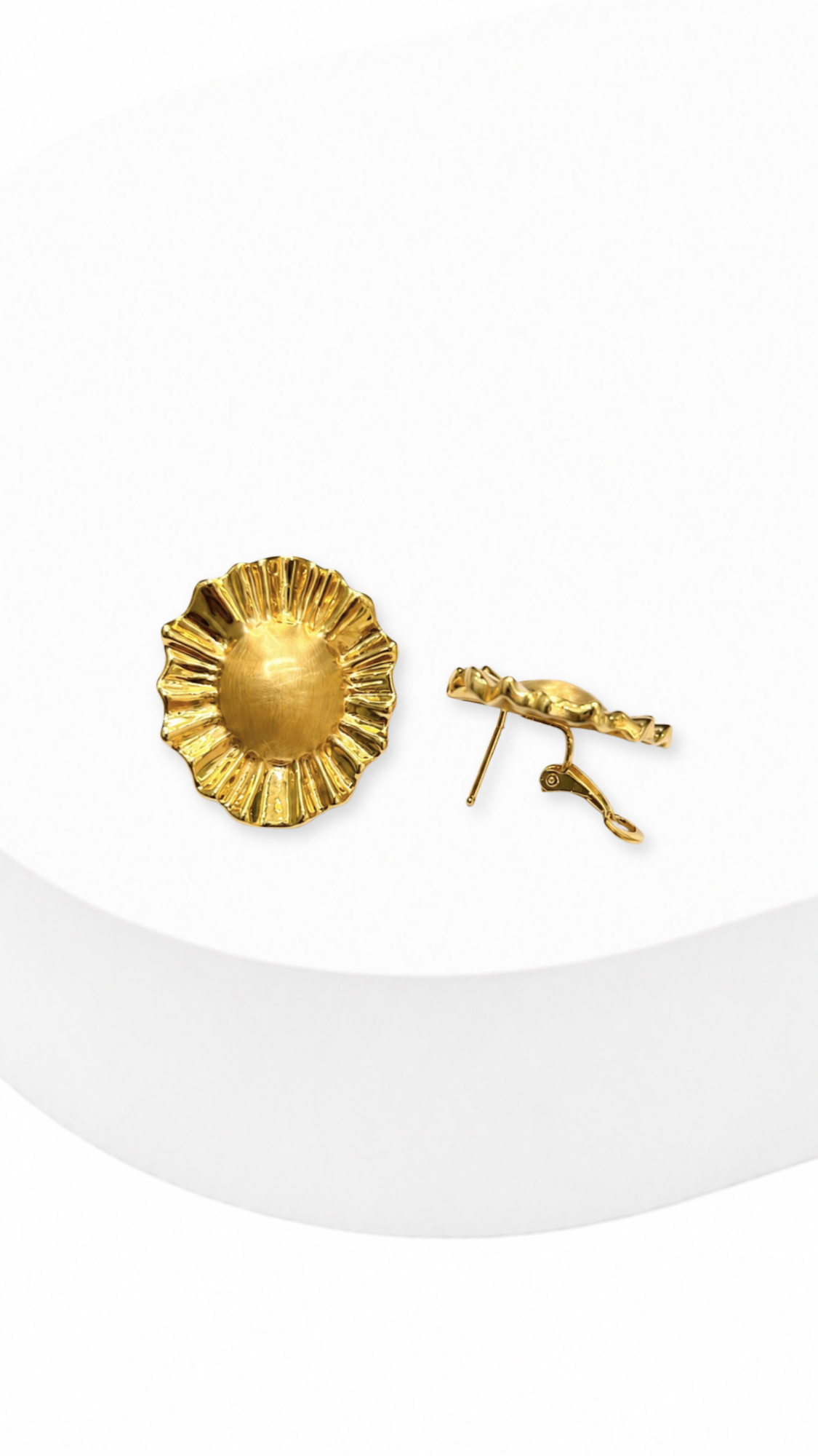 Sunburst Oval Clip-Type Earrings
