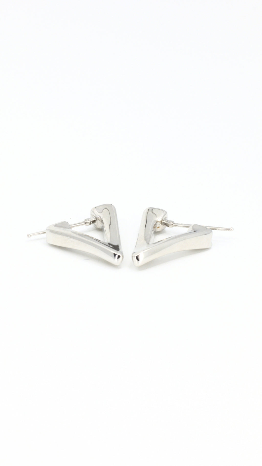 V Tube Hoop Earrings White Gold