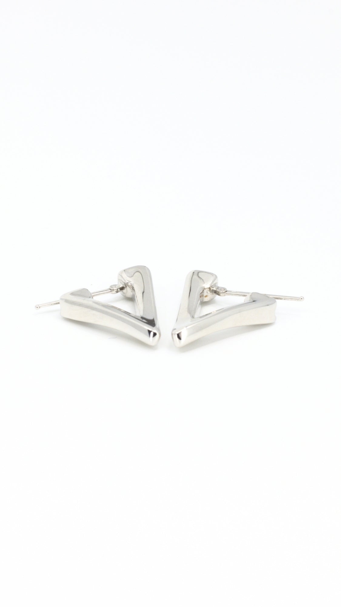 V Tube Hoop Earrings White Gold