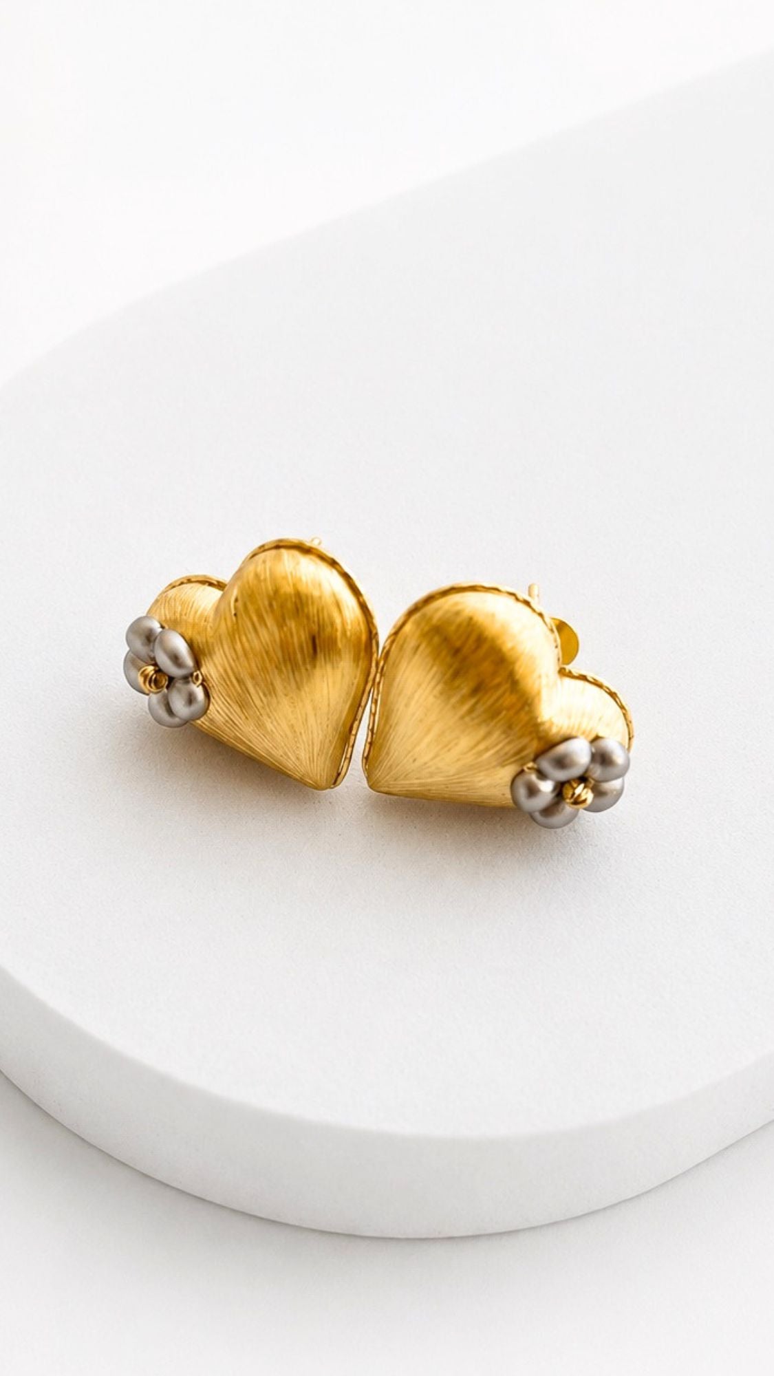Pop Heart Chic Earrings And Necklace With Pendant Set Gold