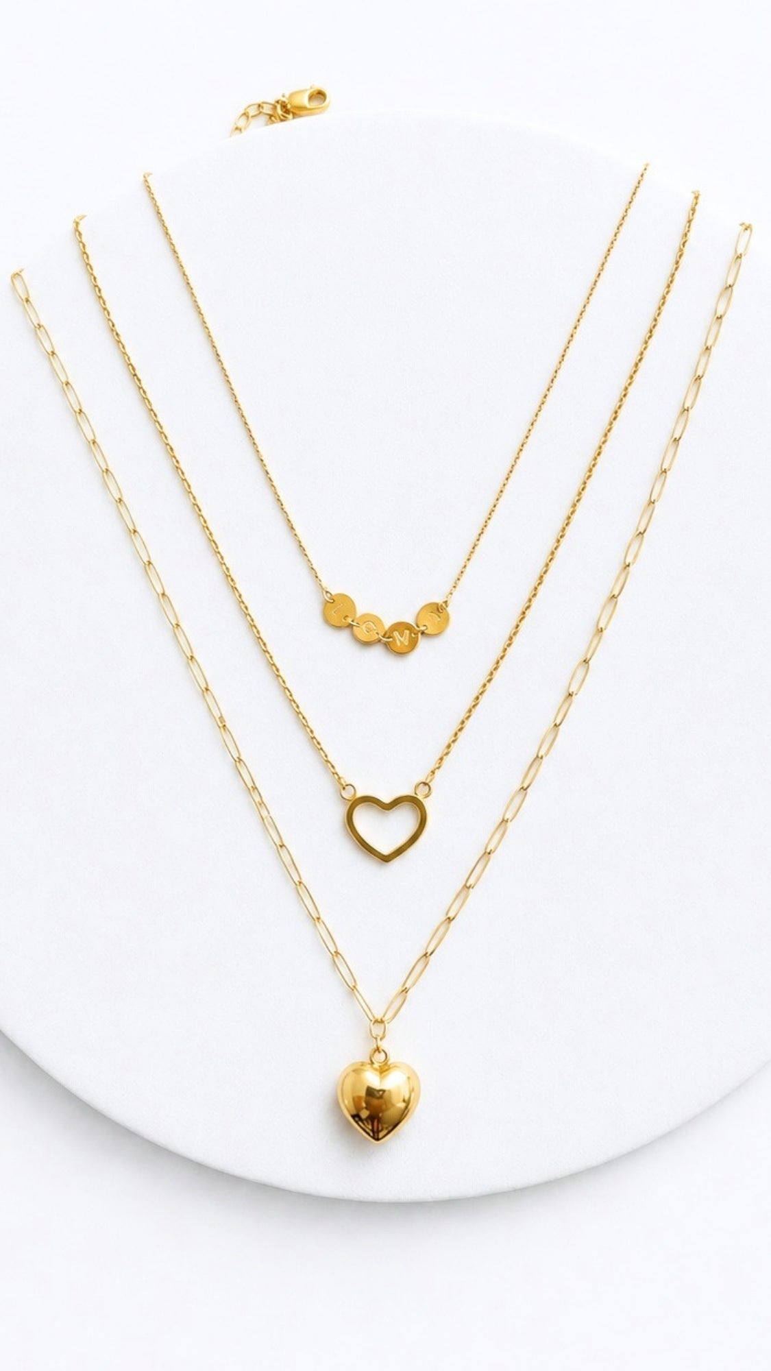 For Pre-Order: 3-Layer Necklace with 2 Heart Pendants