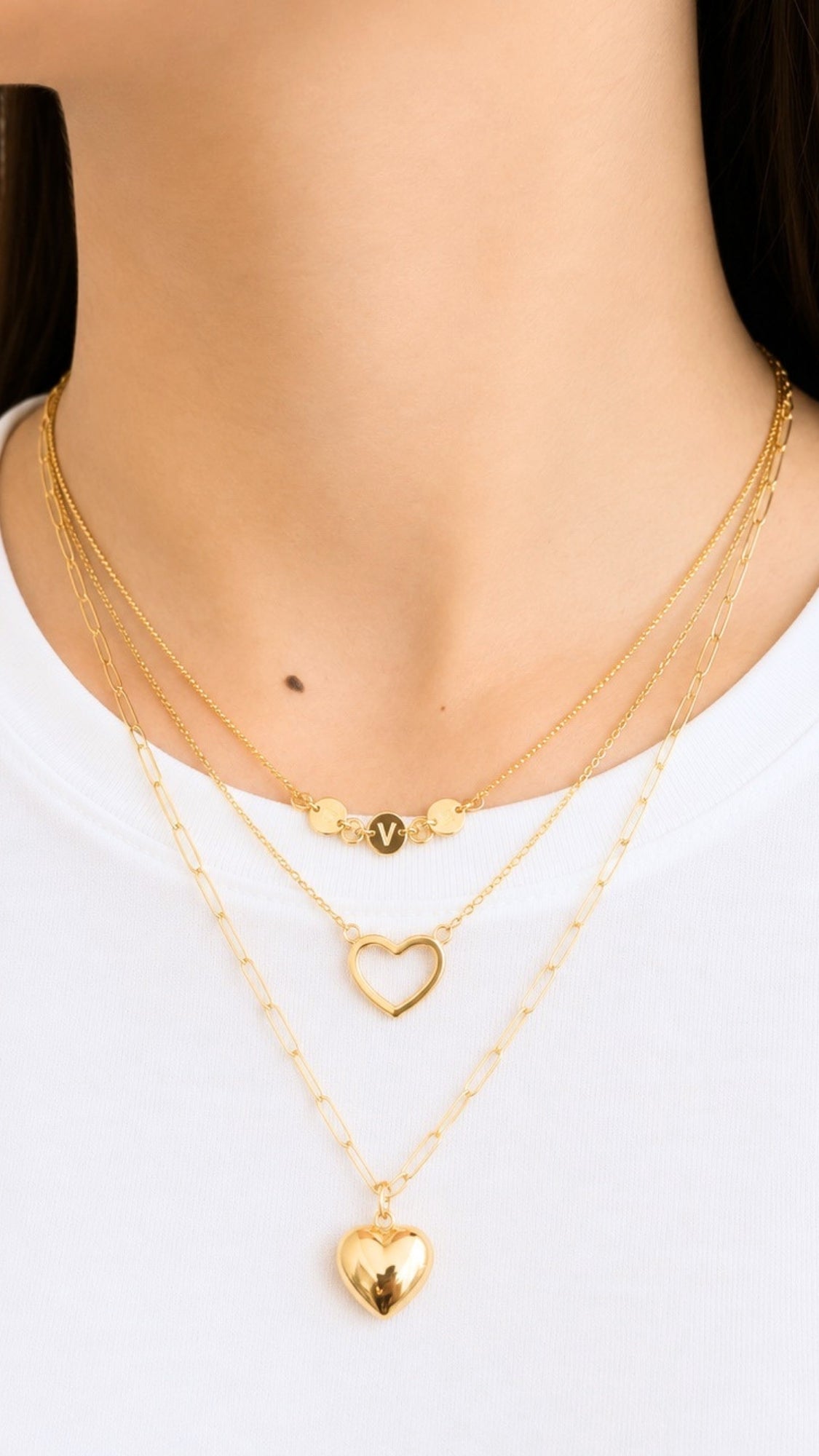 For Pre-Order: 3-Layer Necklace with 2 Heart Pendants