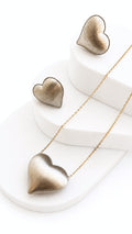 Pop Heart Earrings And Necklace With Pendant Set White Gold