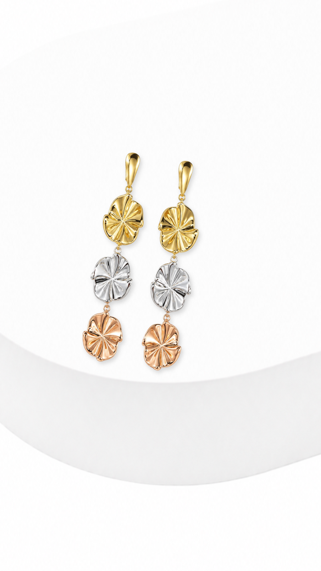 Bloom Cascade Clip-Type Earrings Tricolor