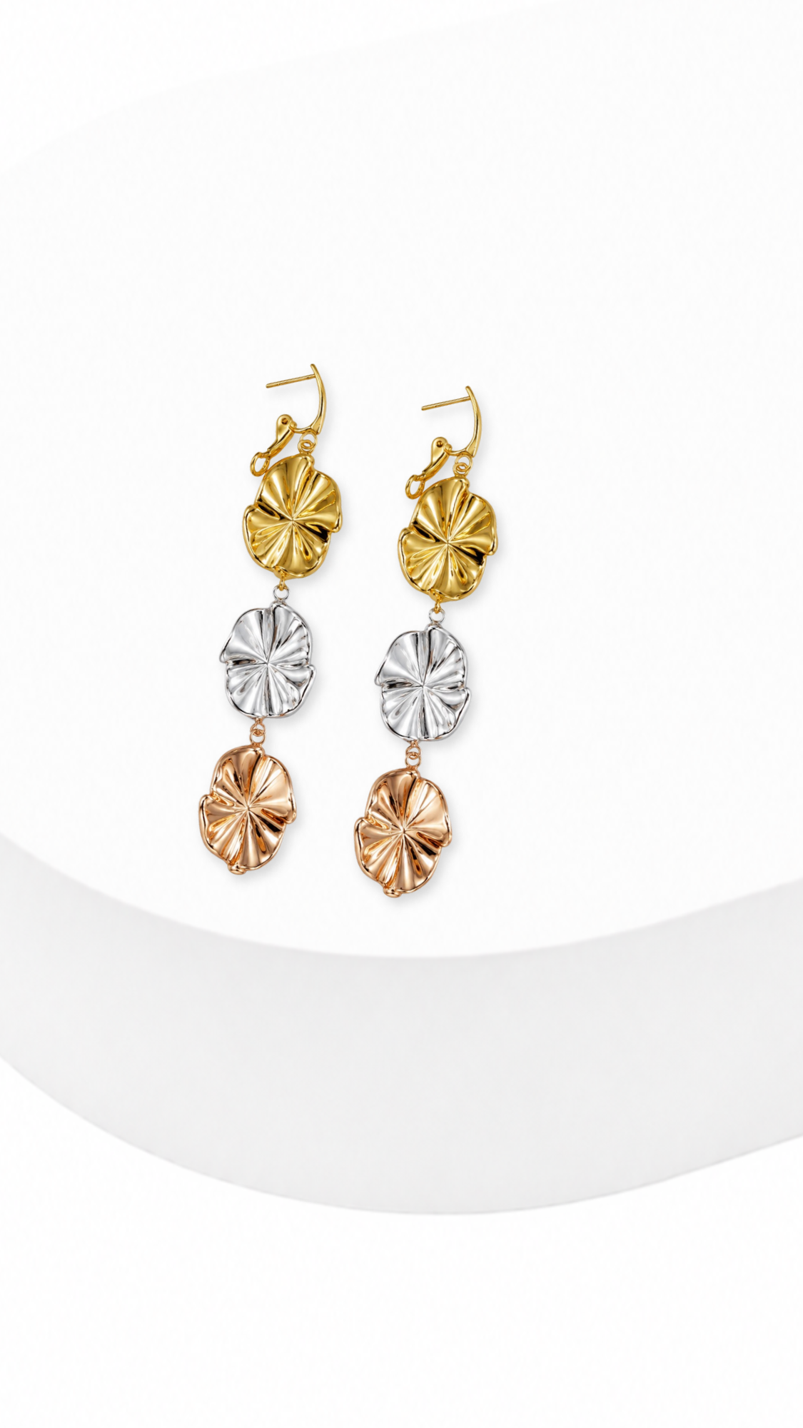 Bloom Cascade Clip-Type Earrings Tricolor